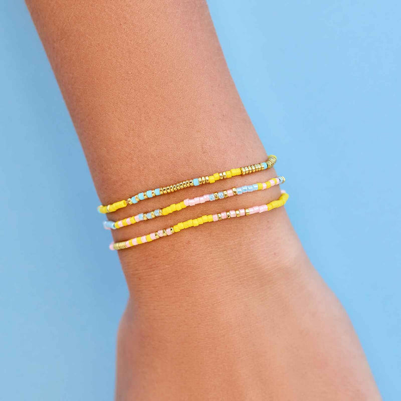 Mixed Seed Bead Set of 3 Pura Vida Stretch Bracelets