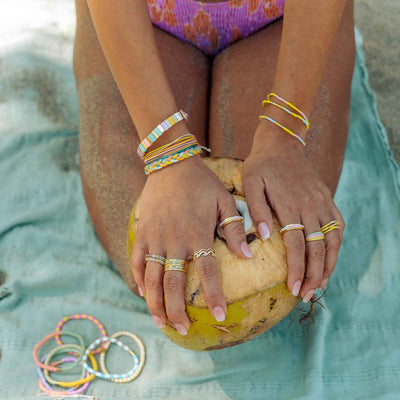 Mixed Seed Bead Set of 3 Pura Vida Stretch Bracelets