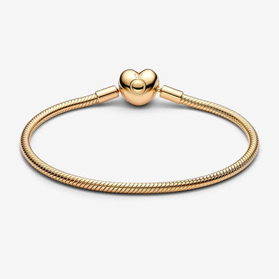 14k Gold Plated Pandora Moments Heart Clasp Snake Chain Bracelet