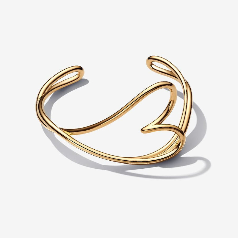 Gold Plated Organic Heart Pandora Bangle Bracelet