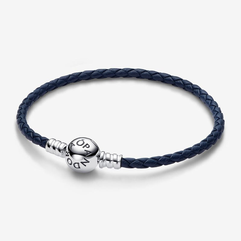 Blue Braided Leather Pandora Bracelet