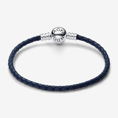 Blue Braided Leather Pandora Bracelet