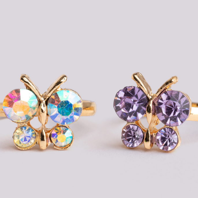 Boutique Butterfly Gem Rings