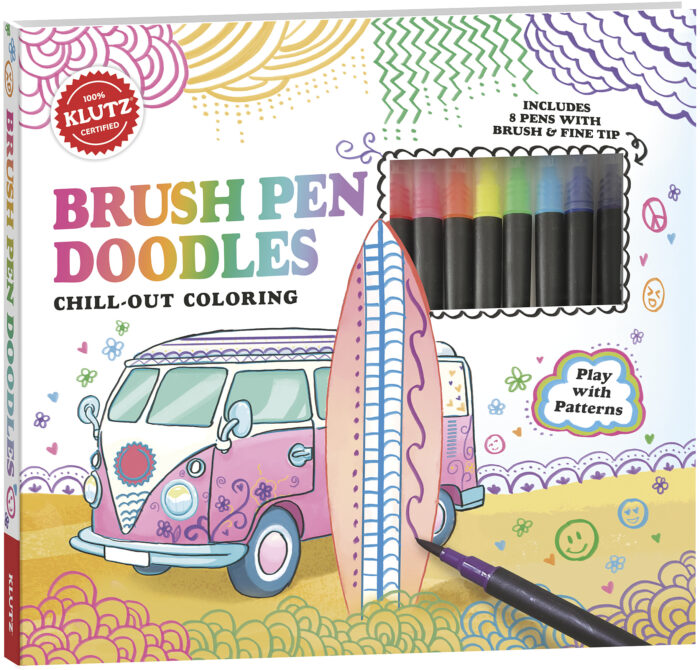 Klutz Brush Pen Doodles Reverse Coloring Book