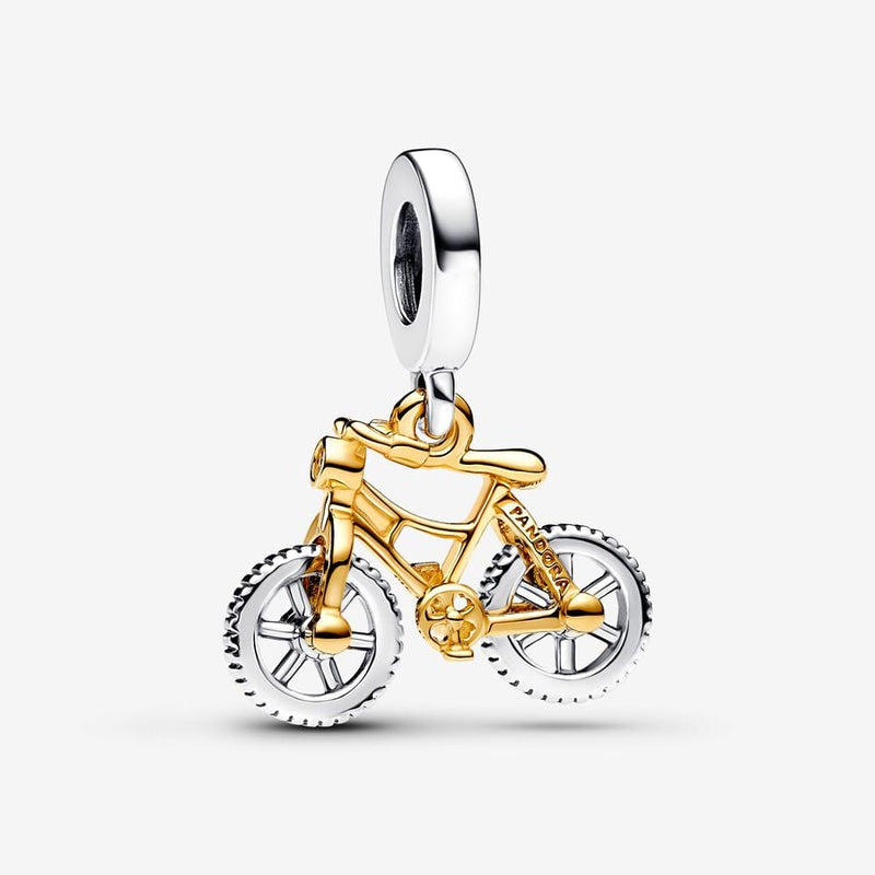 Two-Tone Spinning Wheels Bicycle Dangle Pandora Charm