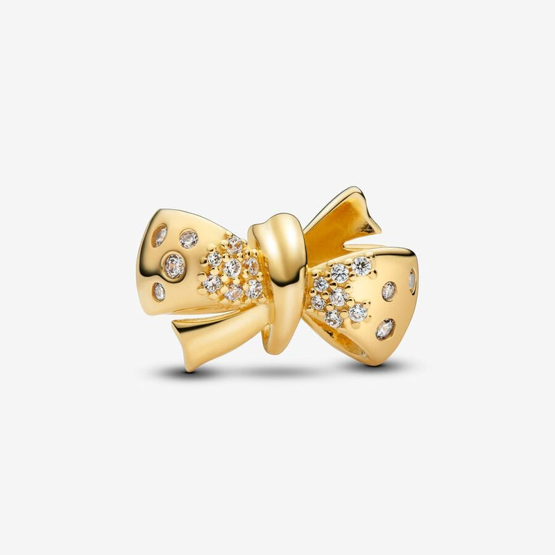 Sparkling Bow Gold Plated Pandora Charm