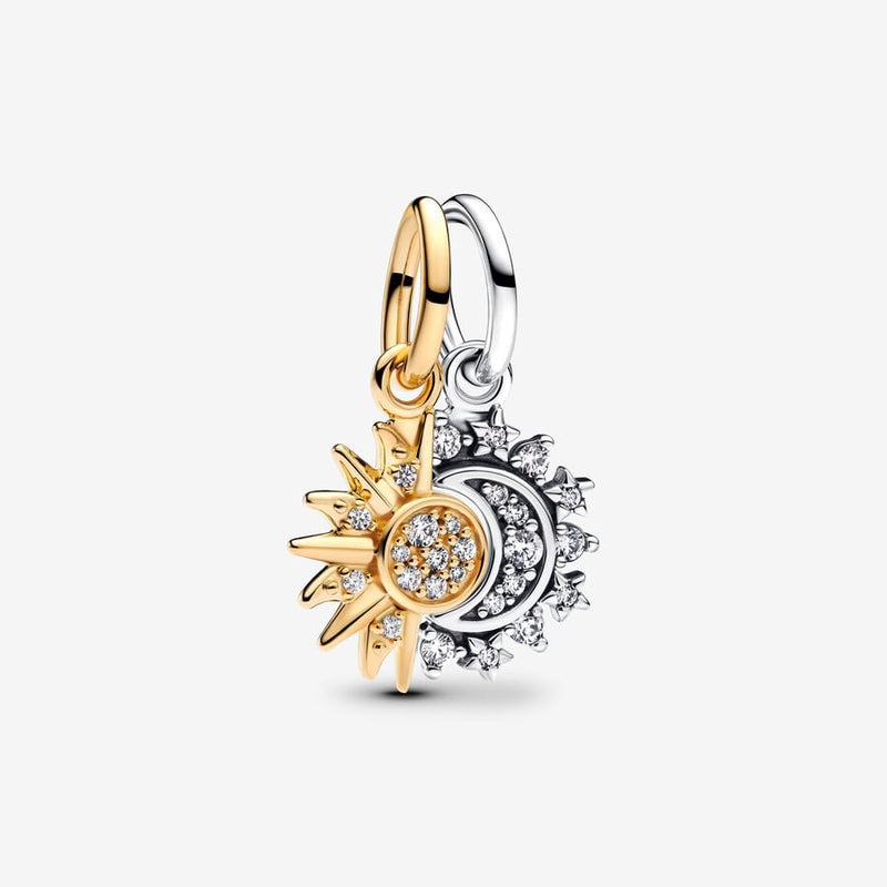 Splittable Sun & Moon Dangle Pandora Charm