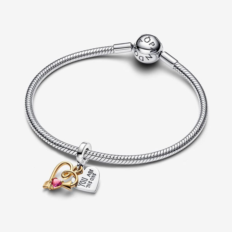 Engravable Heart & Arrow Double Dangle Pandora Charm