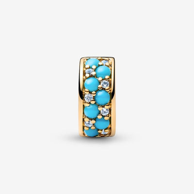 Aqua Blue Gold Plated Clip Pandora Charm
