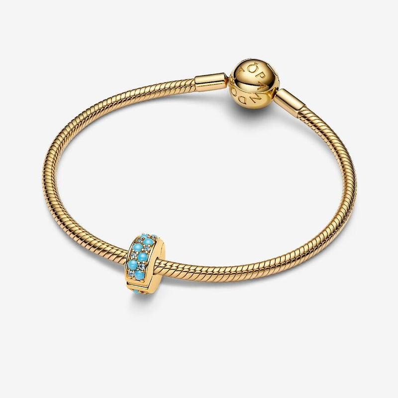 Aqua Blue Gold Plated Clip Pandora Charm