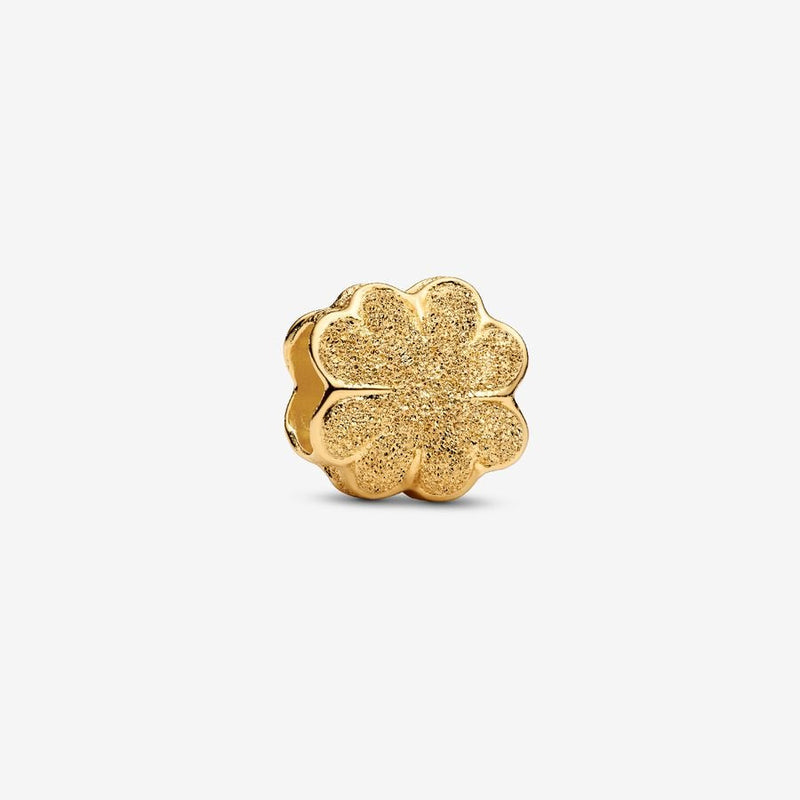 Mini Textured Gold Clover Pandora Charm