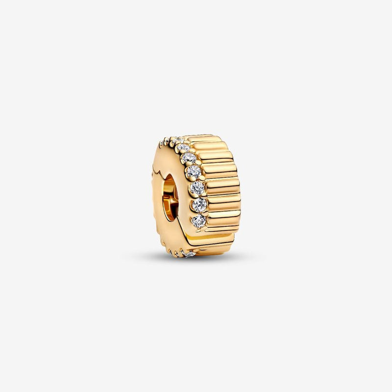 Gold Ribbed Pandora Clip