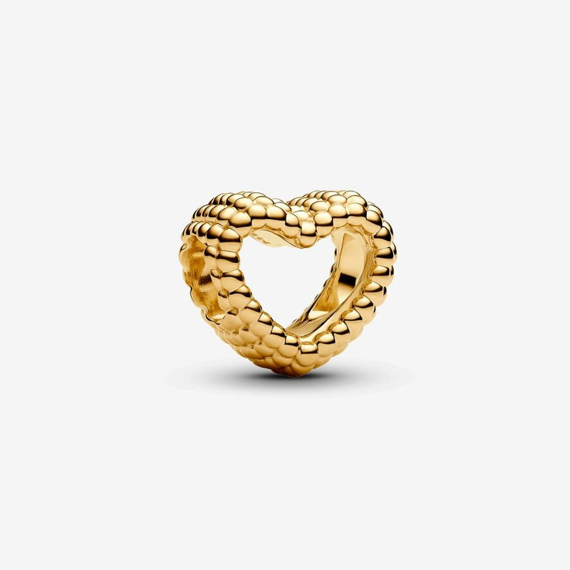 Beaded Open Gold Heart Pandora Charm