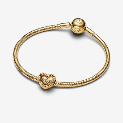 Beaded Open Gold Heart Pandora Charm