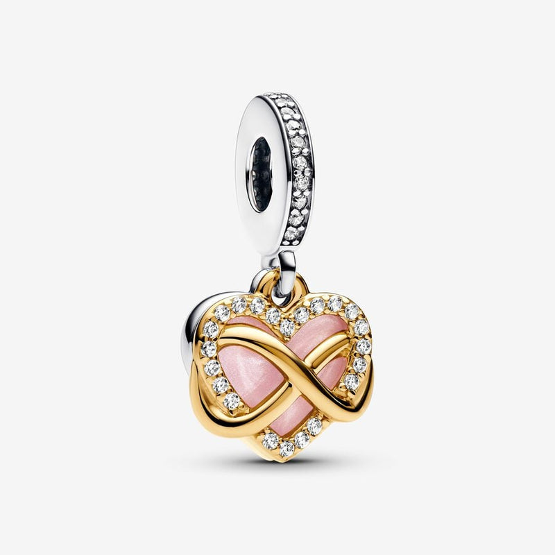 Sparkling Infinity Gold Heart Dangle Pandora Charm