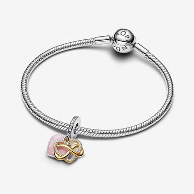 Sparkling Infinity Gold Heart Dangle Pandora Charm