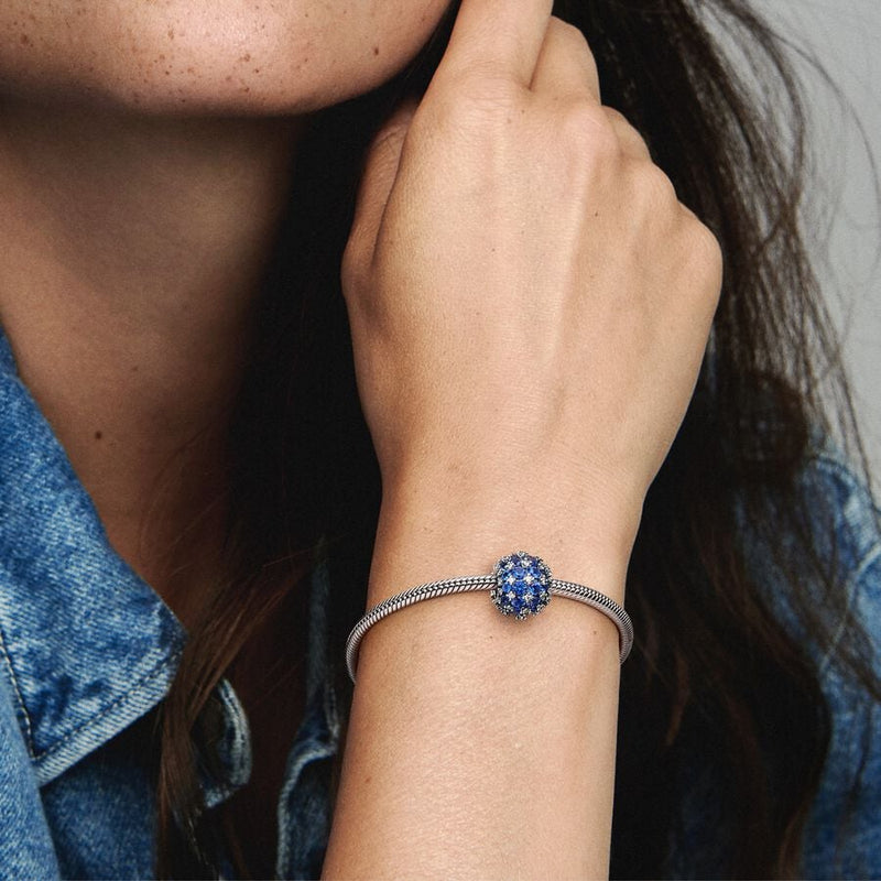 Sparkling Pavé Round Blue Pandora Charm