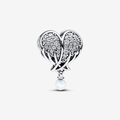 Sparkling Angel Wings & Heart Pandora Charm