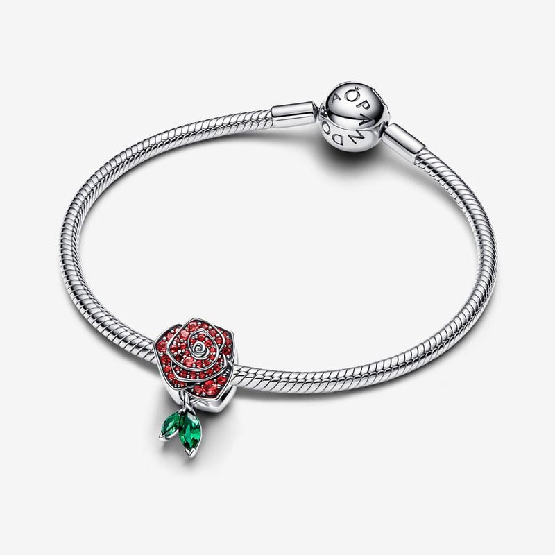 Sparkling Rose In Bloom Pandora Charm