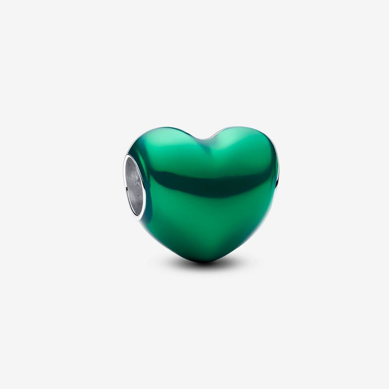 Metallic Green Heart Pandora Charm