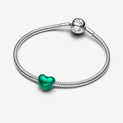 Metallic Green Heart Pandora Charm