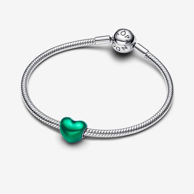Metallic Green Heart Pandora Charm