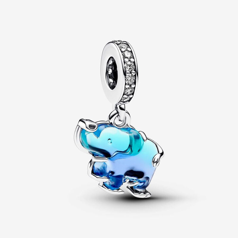 Blue Murano Glass Elephant Dangle Pandora Charm