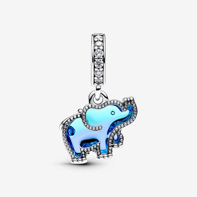 Blue Murano Glass Elephant Dangle Pandora Charm