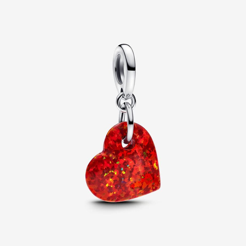 Opalescent Red Heart Dangle Pandora Charm