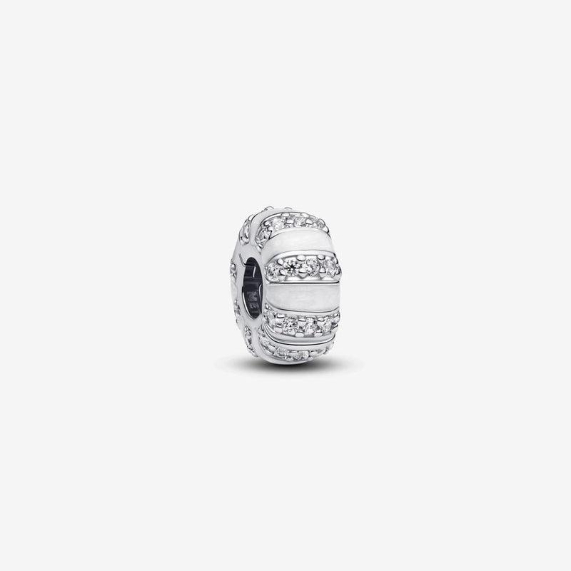 Stones & White Enamel Silver Pandora Clip Charm