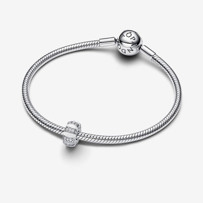 Stones & White Enamel Silver Pandora Clip Charm