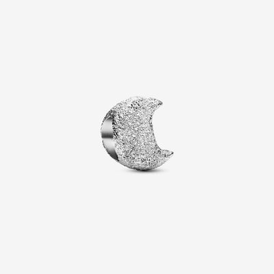 Mini Textured Silver Moon Pandora Charm