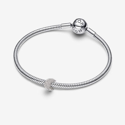 Mini Textured Silver Moon Pandora Charm