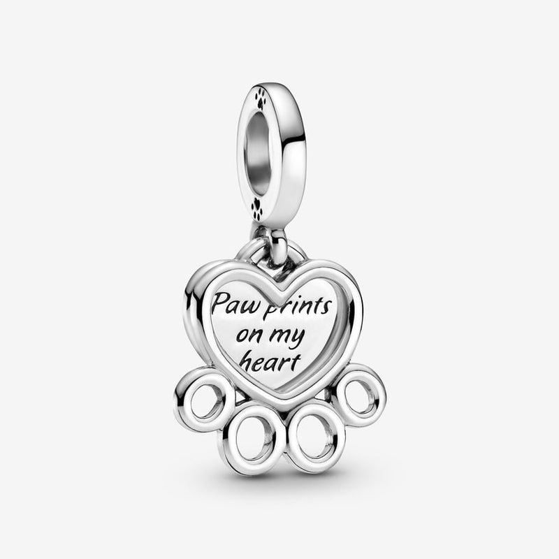 Hearts & Paw Print Dangle Pandora Charm