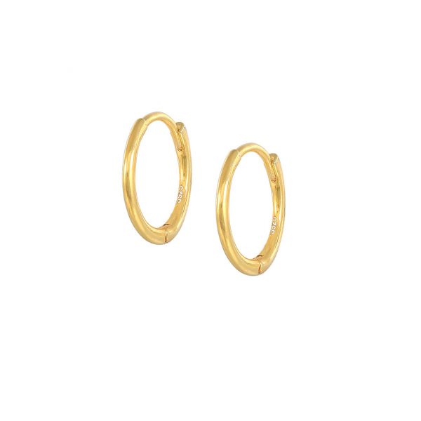 8mm Simple Gold Plated Hoop Earrings
