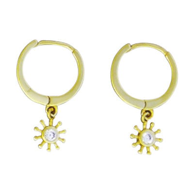 Gold Hoop Earrings With Dangle Flower