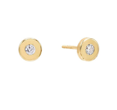 Gold Plated Mini Round CZ Stud Earrings