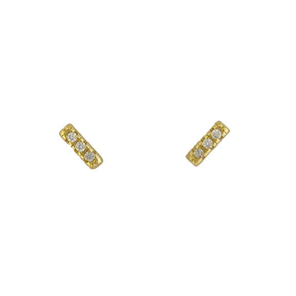 Gold Plated CZ Bar Stud Earrings