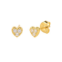 Gold Plated CZ Heart Stud Earrings