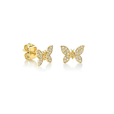 Gold Plated CZ Butterfly Stud Earrings