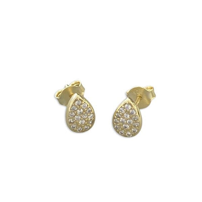 Gold Plated Ear Pave Teardrop Stud