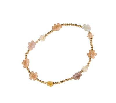 Beaded Flower & Gold Ball Stretch Bracelet