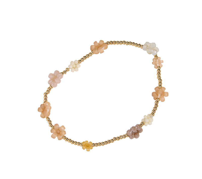 Beaded Flower & Gold Ball Stretch Bracelet