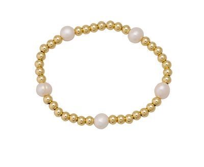Gold Ball Bracelet with Pearls