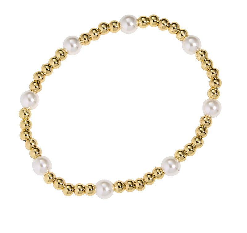Gold and Pearl Beaded Bracelet