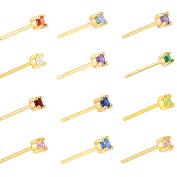 Gold Plated Birthstone Stud Earrings