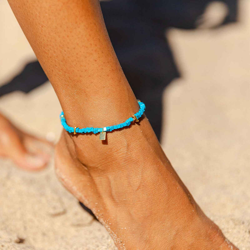 Turquoise Chip Stretch Pura Vida Anklet