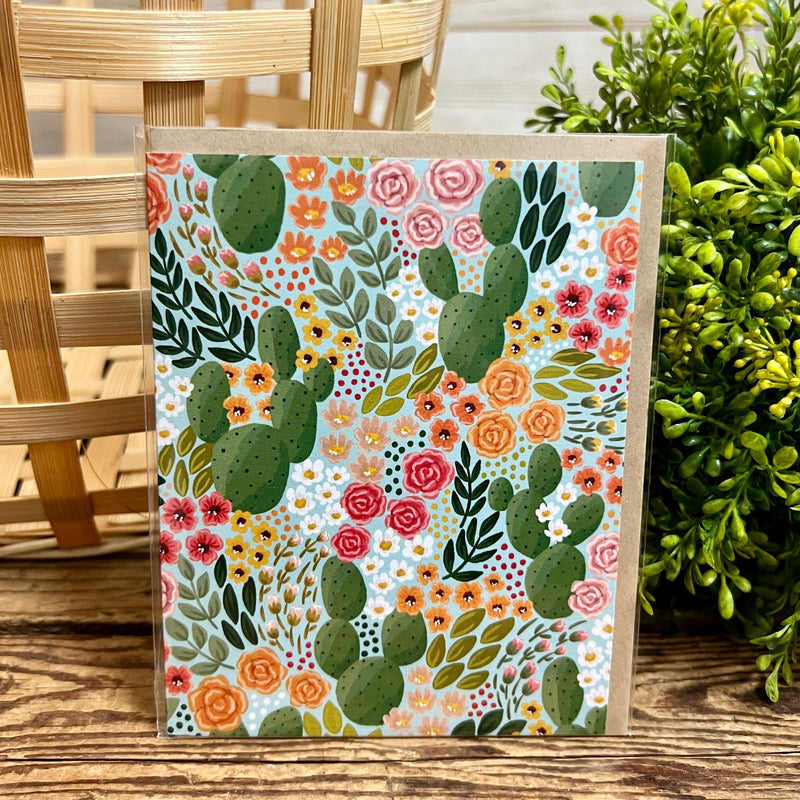 Cactus Blooms Blank Card