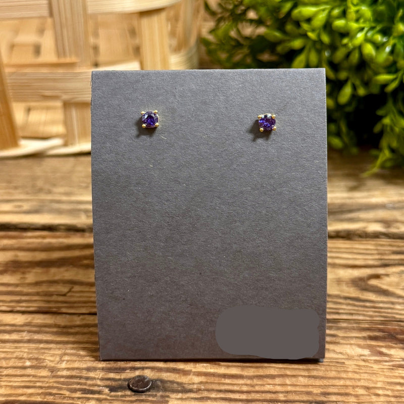 Gold Plated Birthstone Stud Earrings