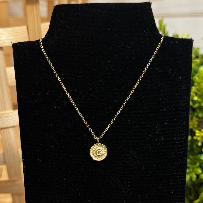 Boho Sun Moon Gold Plated Necklace